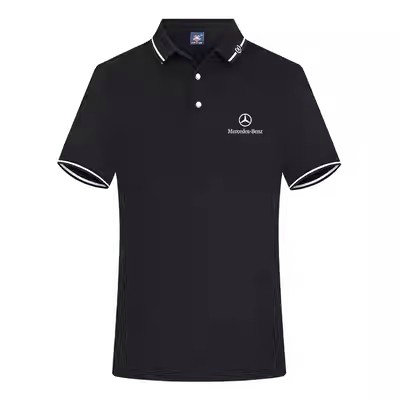 Polo Mercedes Benz Homme Tennis Manches Courtes Polo Extérieur été Loisirs Sports T-Shirt